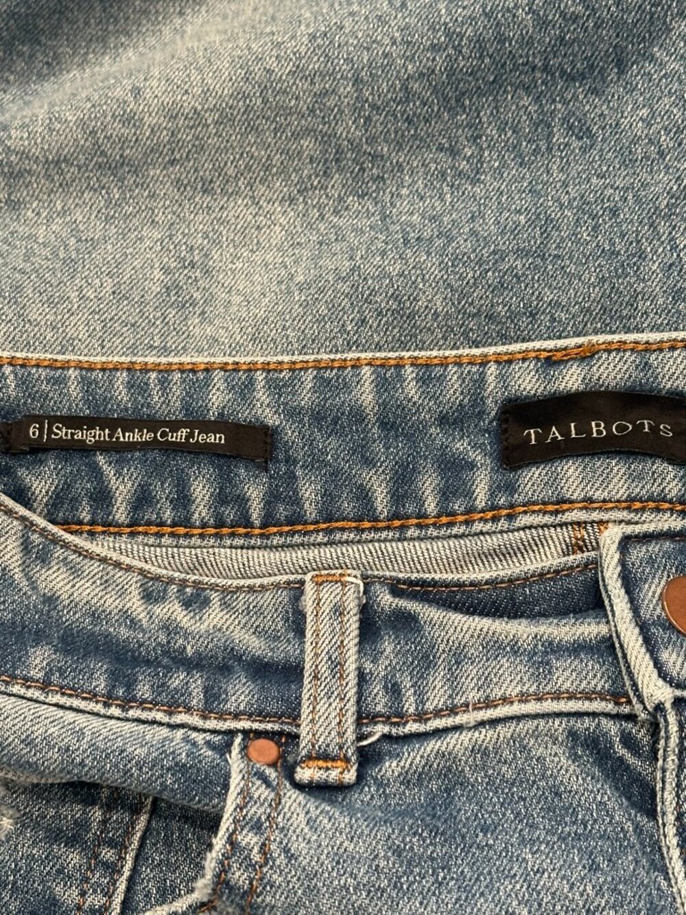 TALBOTS Straight Ankle Cuffed‎ Jeans Sz 6 Embroidered Applique Stretch - Picture 5 of 9